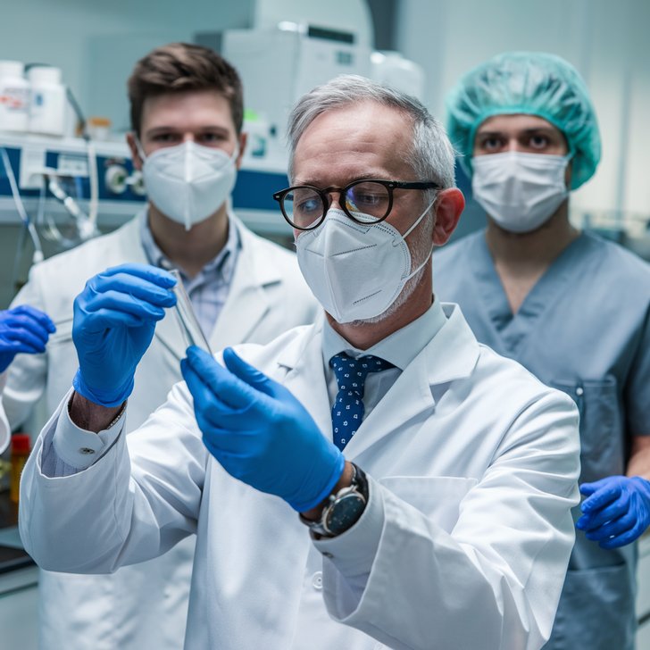 Kategorie lékařství, Vědci v laboratoři s ochrannými pomůckami, tomáš Šebek, ilustrační obrázek Kategorie lékařství, Vědci v laboratoři s ochrannými pomůckami, tomáš Šebek, ilustrační obrázek