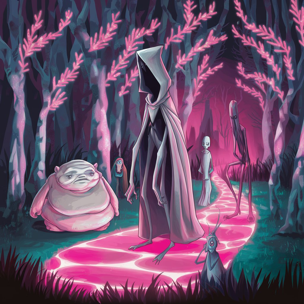 Kategorie literatura, Růžová stezka – podivné bytosti v lese, gilbert Keith Chesterton, ilustrační obrázek Kategorie literatura, Růžová stezka – podivné bytosti v lese, gilbert Keith Chesterton, ilustrační obrázek