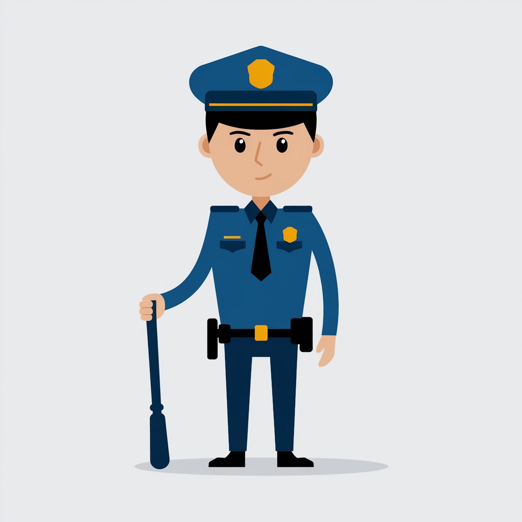 Kategorie zločin, Policista v modré uniformě s tonfou, otrokář, ilustrační obrázek Kategorie zločin, Policista v modré uniformě s tonfou, otrokář, ilustrační obrázek